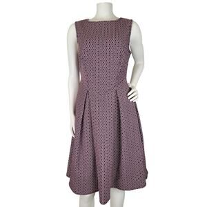 Max Studio A-Line Jacquard Design Summer Dress in Black & Mauve Sz M NWT